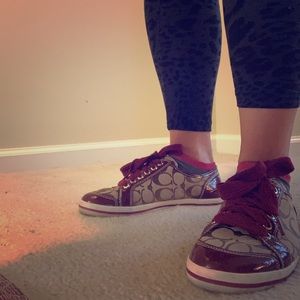 Coach Patent Leather Logo Sneakers w Thick Laces